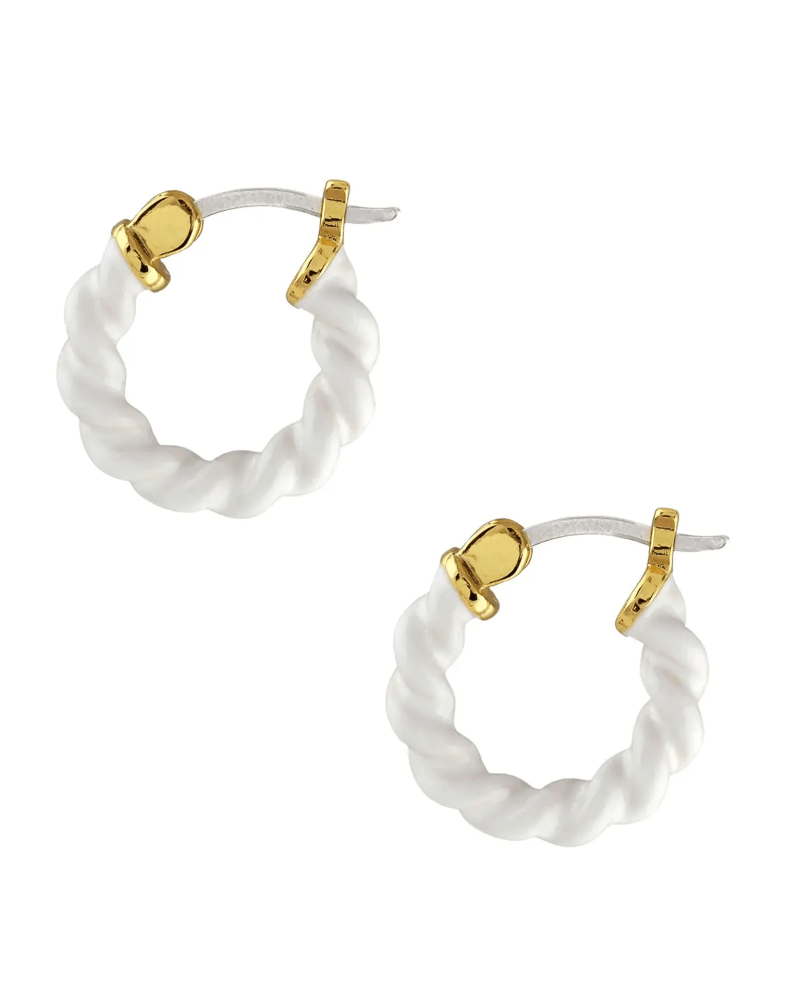 Twisted Enamel Hoop Earrings in White