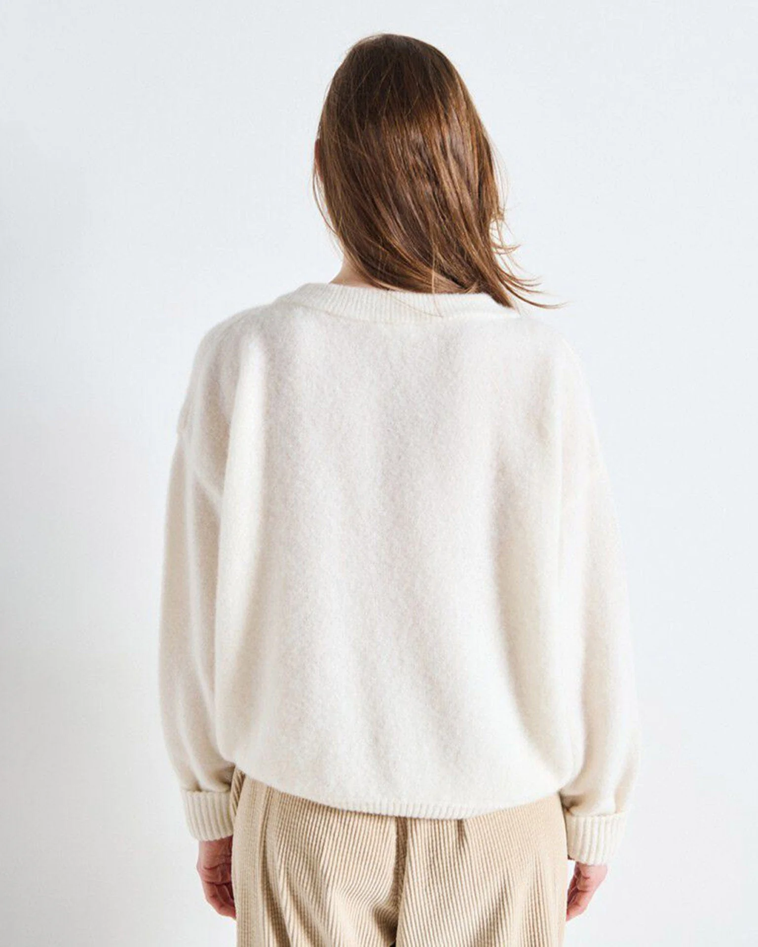 Vito Crewneck Sweater w/ Cuff Slv in Blanc - Image 3