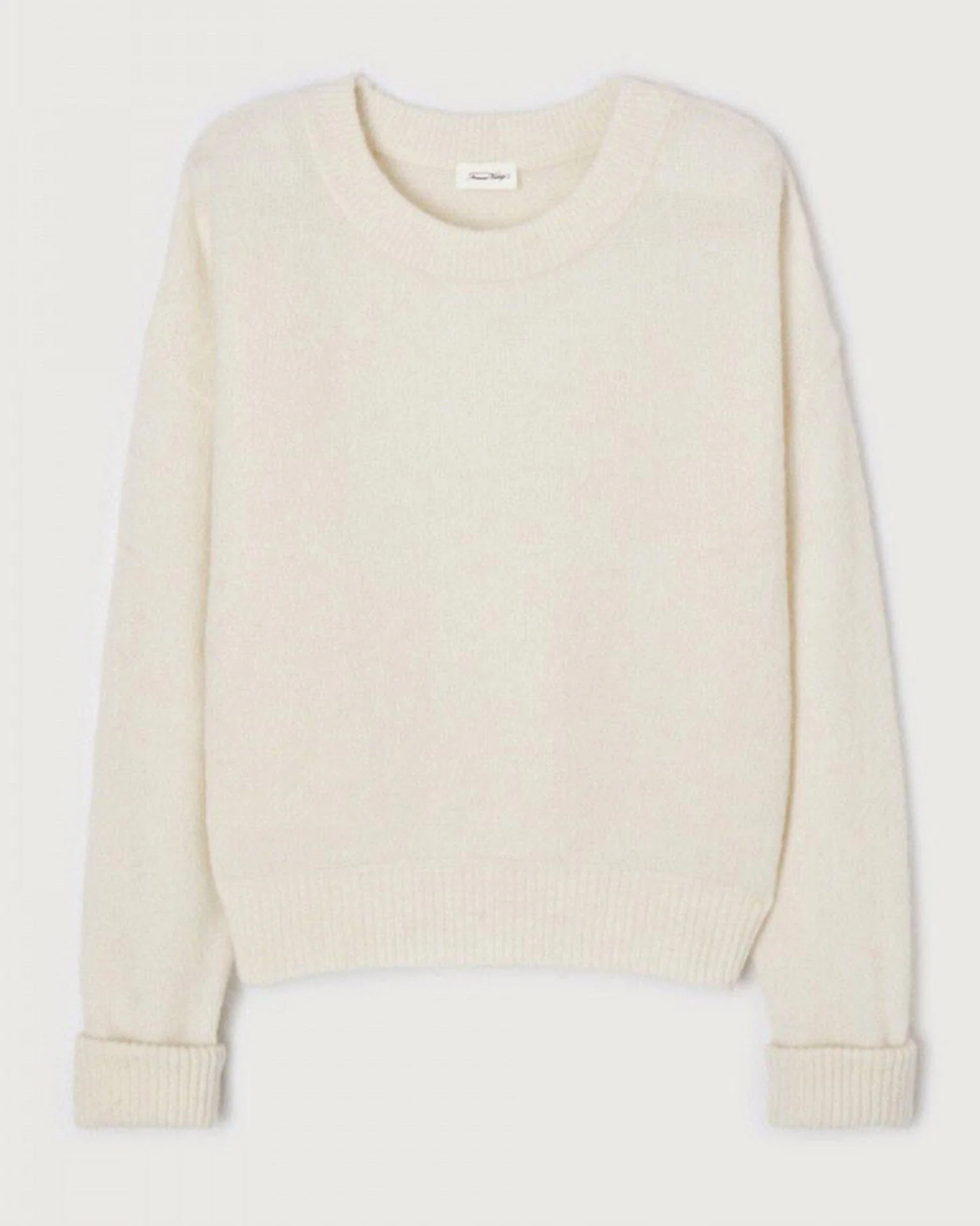 Vito Crewneck Sweater w/ Cuff Slv in Blanc - Image 4