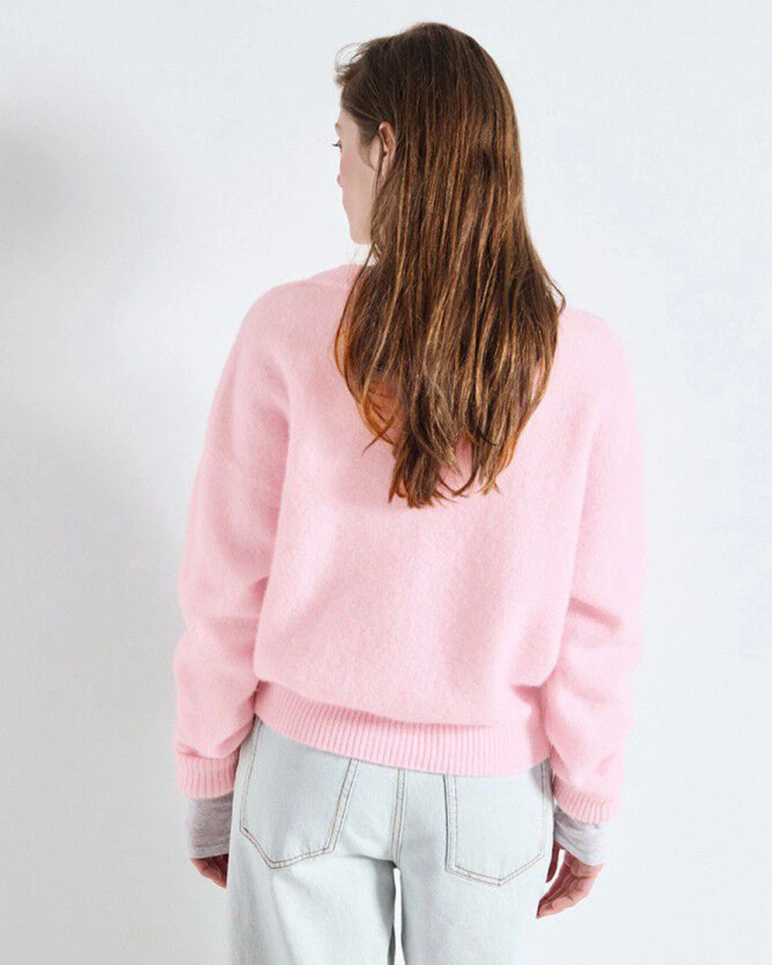 Vito Crewneck Sweater w/ Cuff Slv in Dragee Chine - Image 4