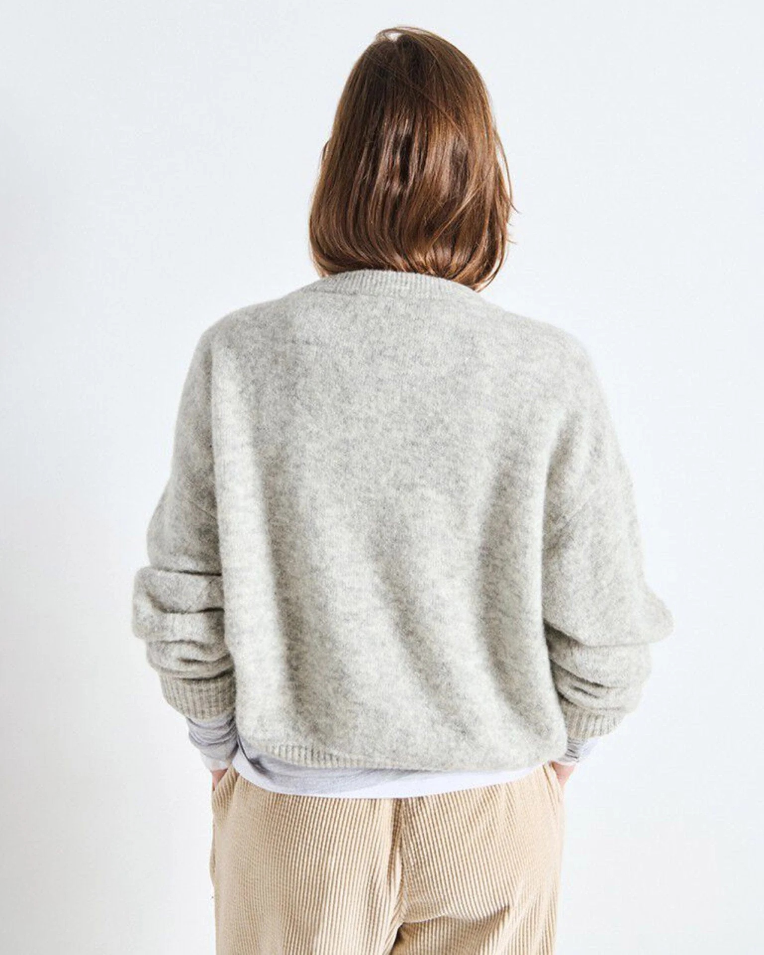Vito Crewneck Sweater w/ Cuff Slv in Gris Clair - Image 4