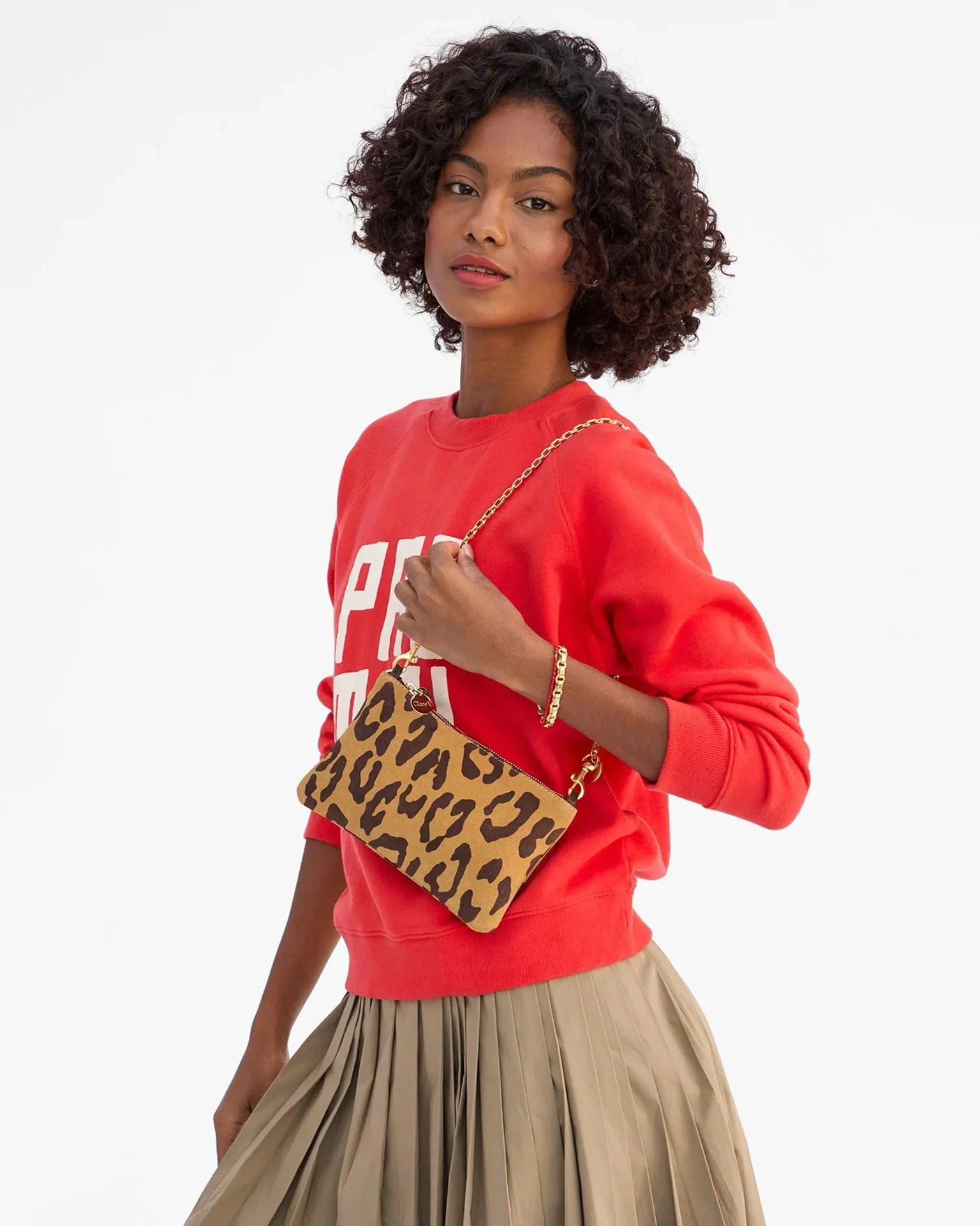 Wallet Clutch w/ Tabs - Pablo Cat Suede in Lark/Brown - Image 2