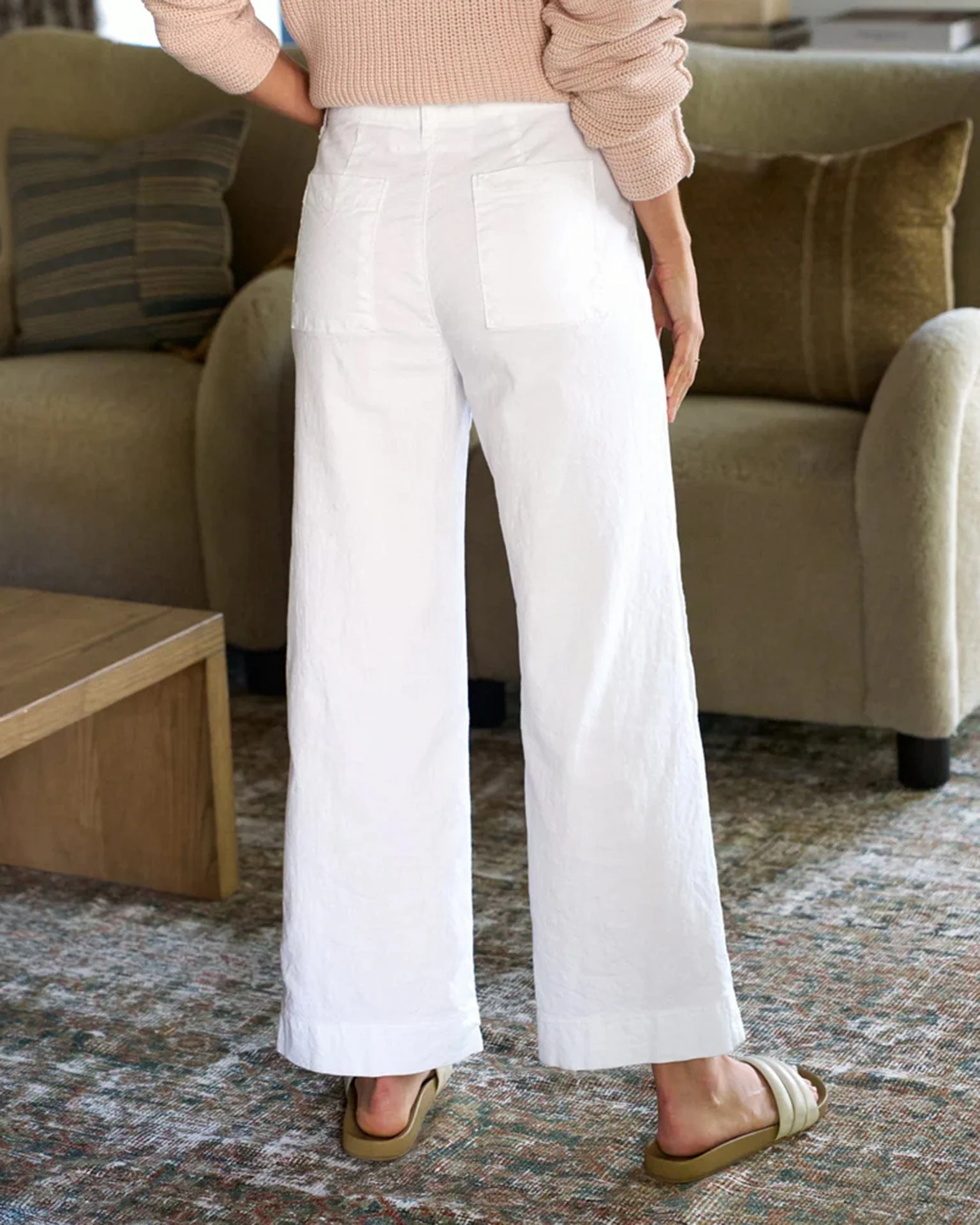 Wexford Wide-Leg Linen Pant in White Linen - Image 3