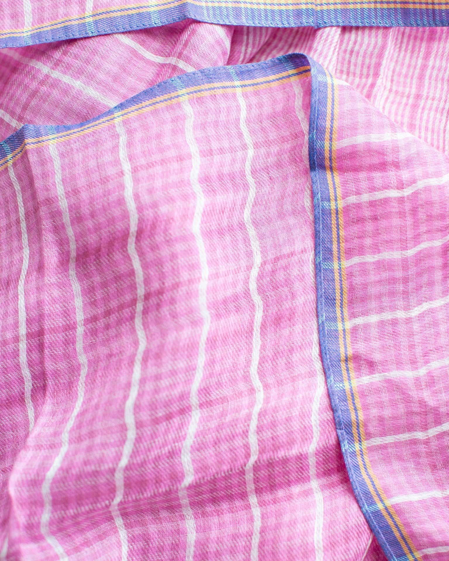 Woven Check Scarf in Rose - Image 2