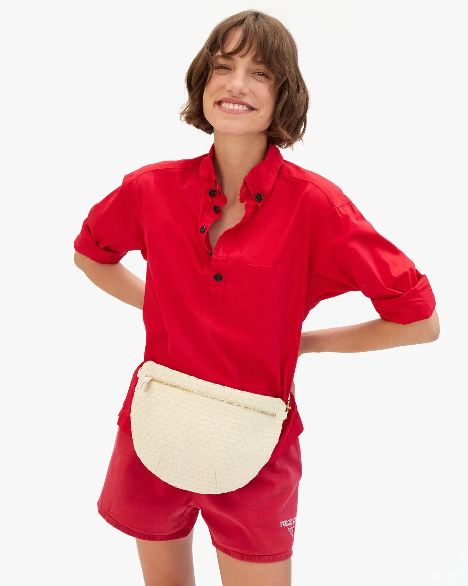 Woven Checker Grande Fanny in Cream - Image 4