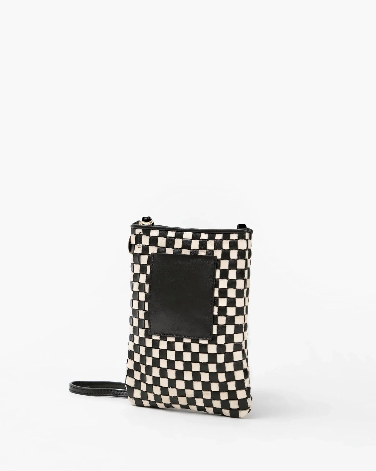 Woven Checker Poche in Black & Cream - Image 4