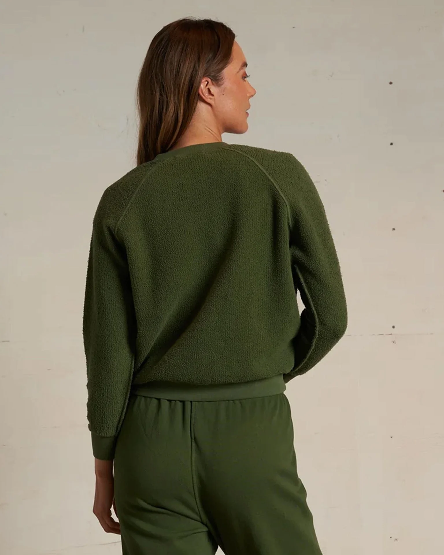 Ziggy Inside Out Fleece L/S Shrunken Crew SS in Fern Green - Image 5