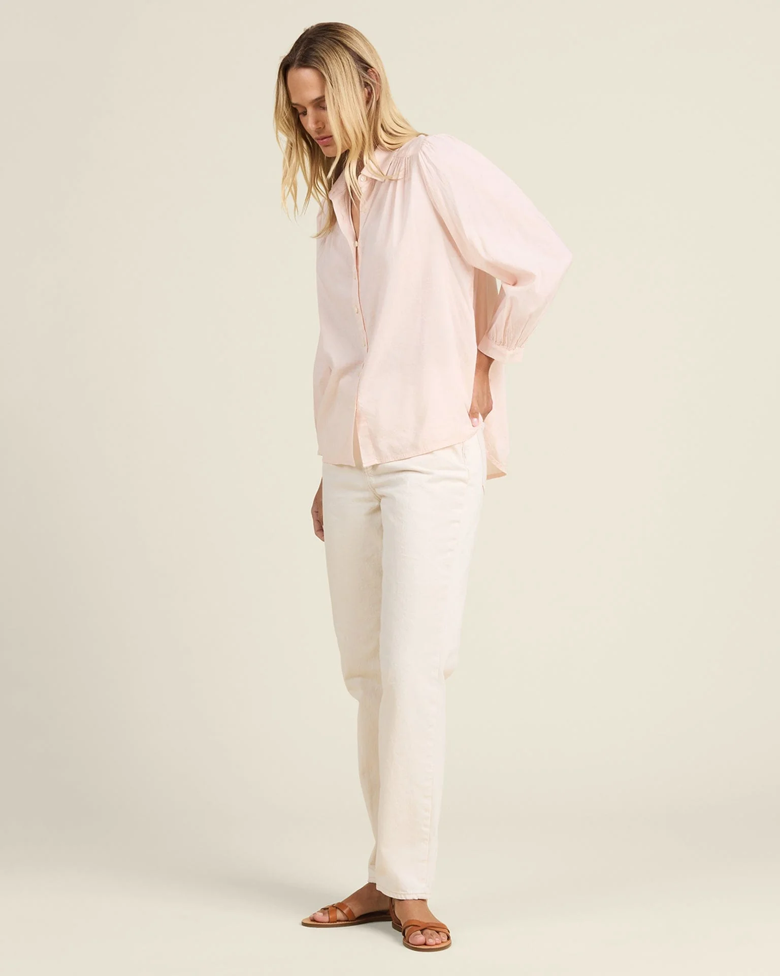 Zola Blouse in Pink Micro Stripe - Image 2
