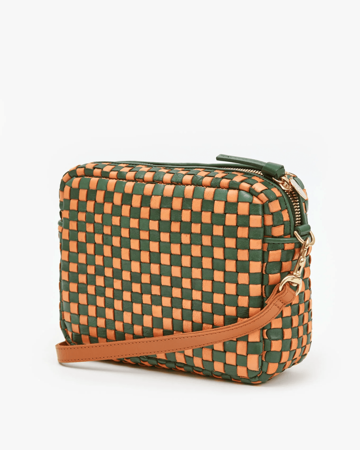 Clare V. Woven Checkered Midi Crossbody Bag